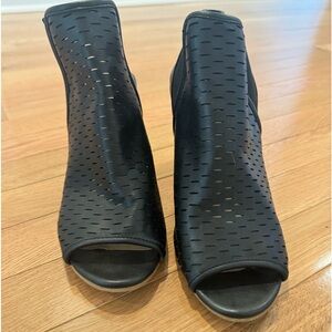 Charlotte Russe Black Wedge Heel Open Toe Slip On Shoe